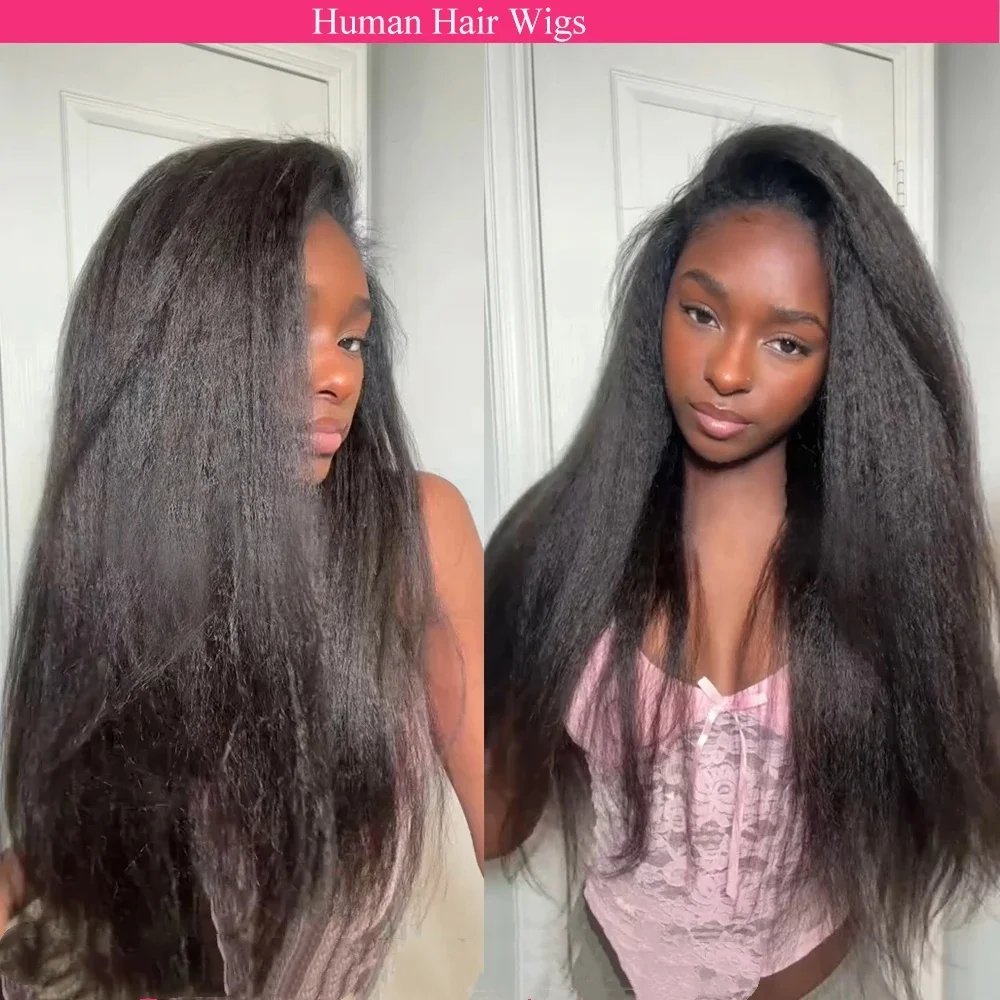 

Накладные парики из 100% натуральных волос Kinky Straight, прямые, с прозрачной кружевной передней частью 13x4, парик с кружевной застежкой 5x5, 40 дюймов, предварительно выщипанные, с детским волосом