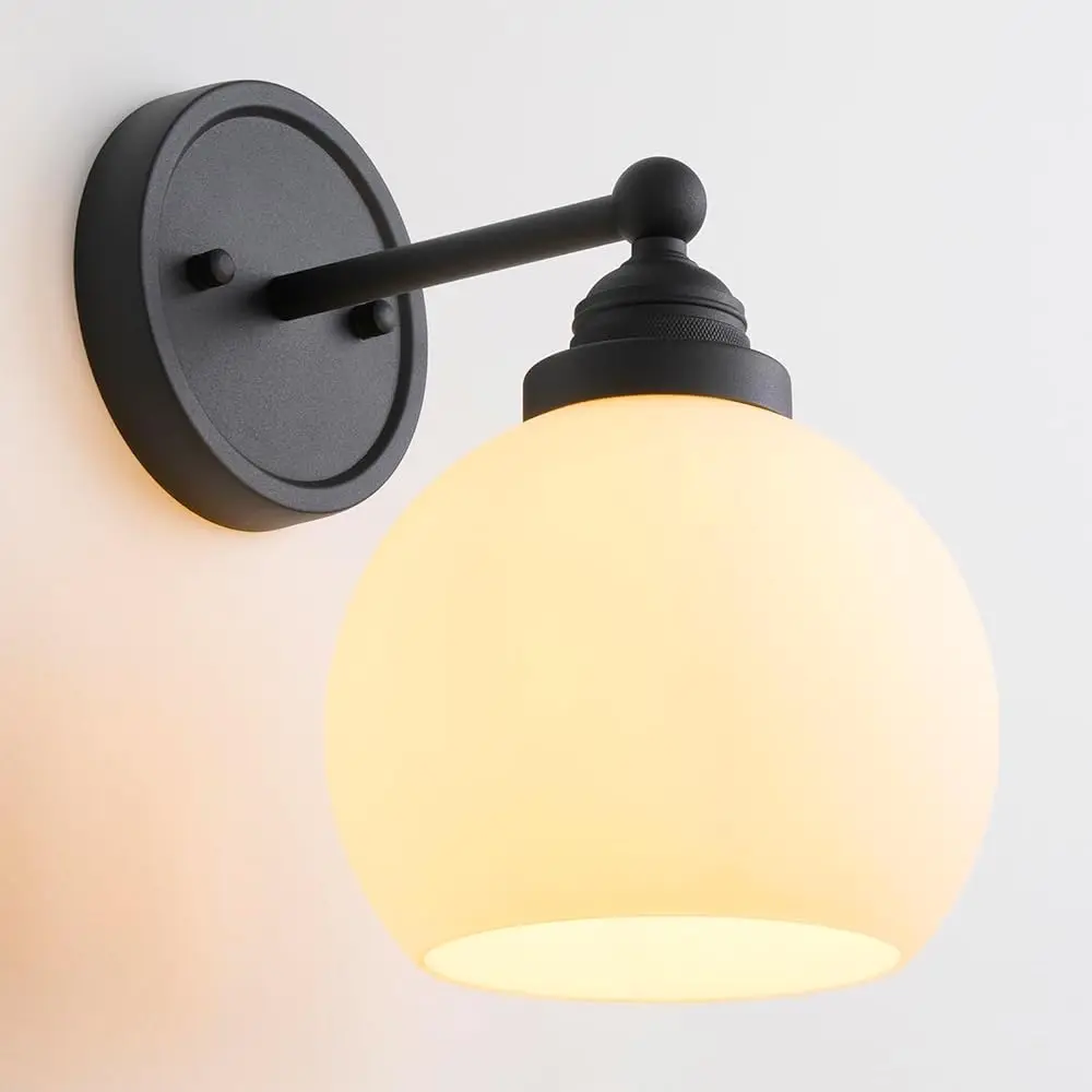 

Vintage Wall Sconce Light Globe Glass Shade, Industrial Bathroom Vanity Wall Lighting, Indoor Wall Mounted Lamp Fixture For
