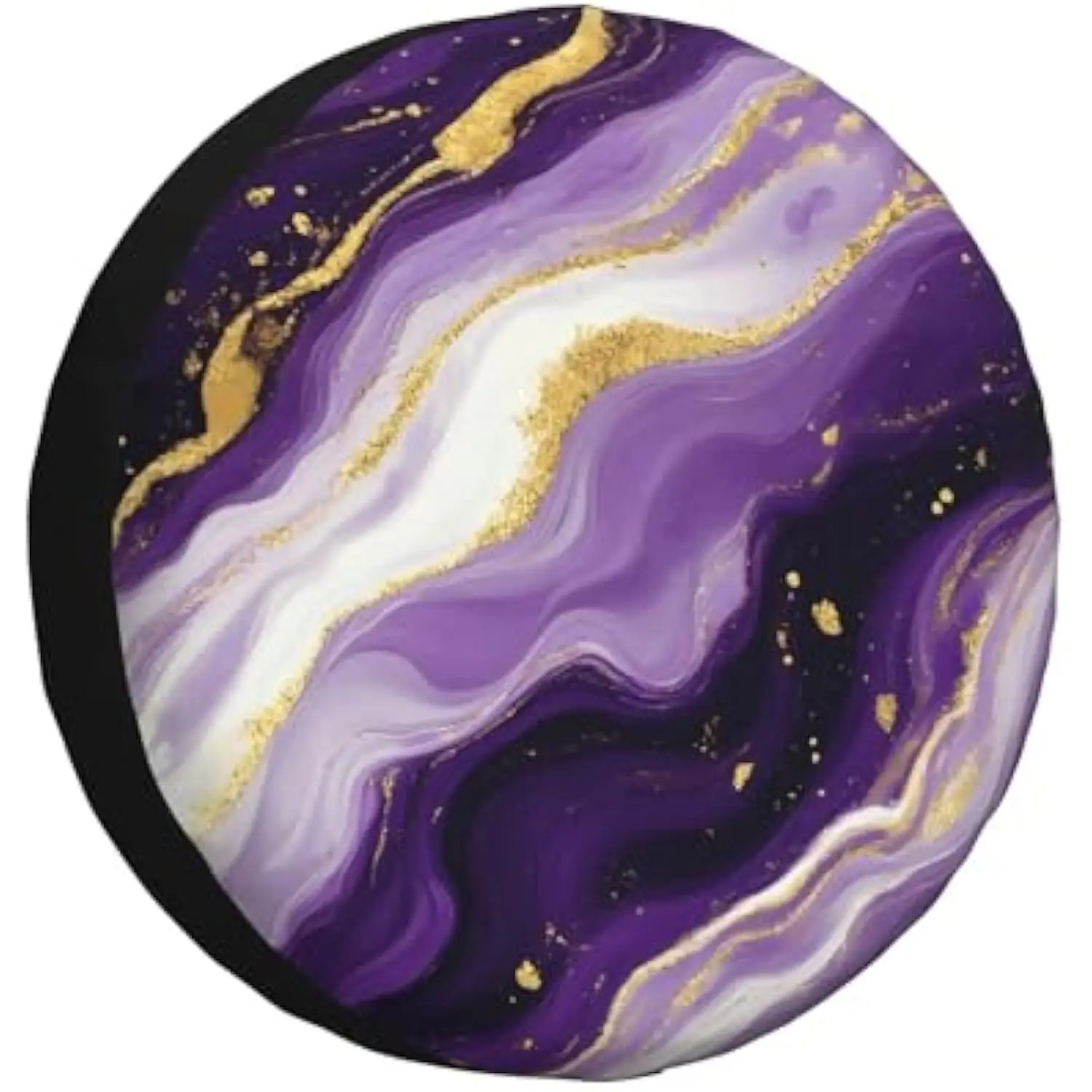 

Purple Gold Marble Tire Cover Waterproof Universal Fit RV SUV Spare Wheel Protector All Weather