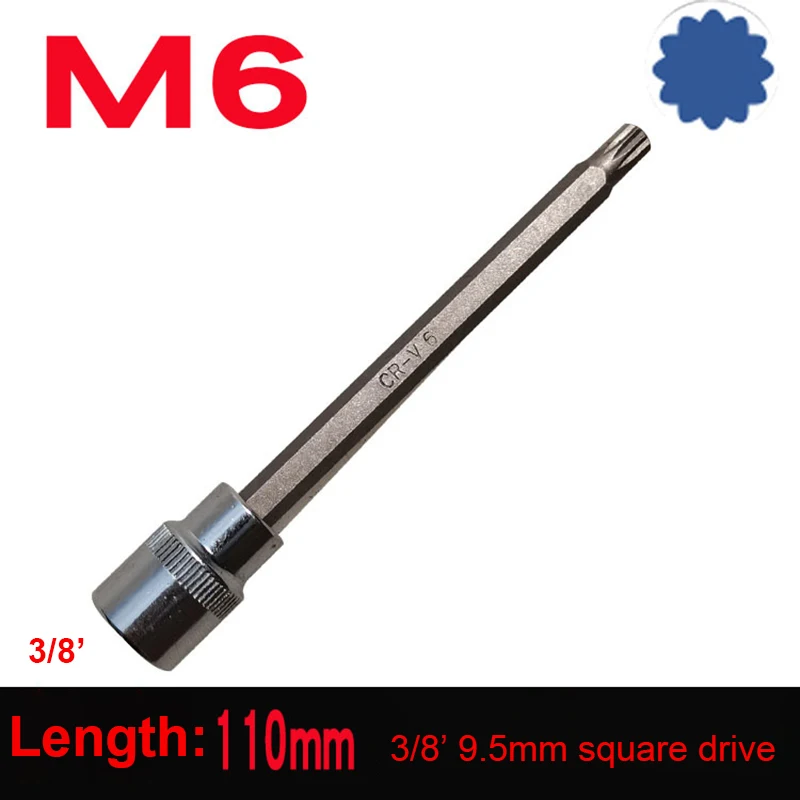 7 pz/set 110mm lunghezza 3/8 "Drive S2 In Lega Torx Cacciavite Bit Set 12 Punti MM Scanalato Bit Set M4 M5 M6 M7 M8 M9 M10 strumenti
