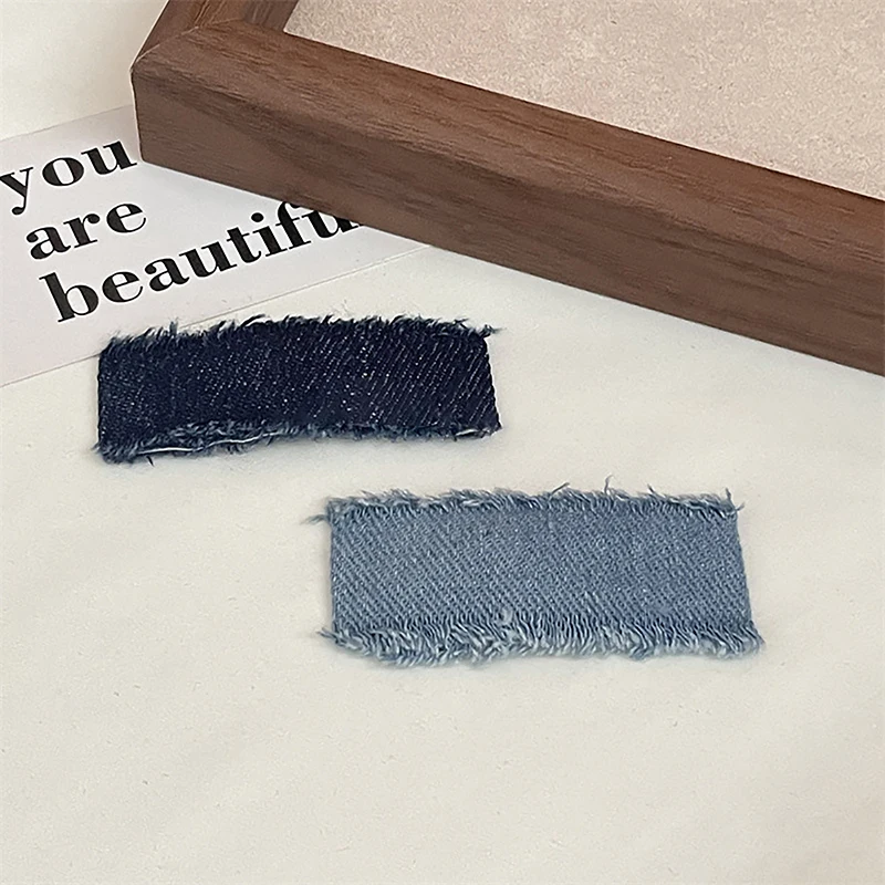 Vintage Denim Cloth Hair Clip Fashion Design Personality Barrettes Korean Style Simple BB Clips For Women Girls Hair Accessories