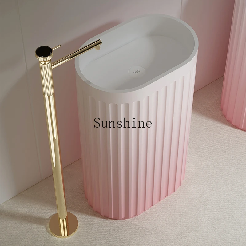 

Household vertical striped bathroom column basin gradual change color washbasin