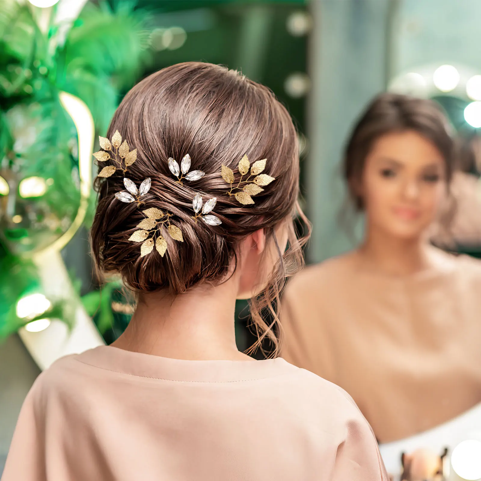 

6pcs Rhinestone Hairpin Design Wedding Bridal Hair Accessories for Women Sweet Fashionable Bride Headpiece