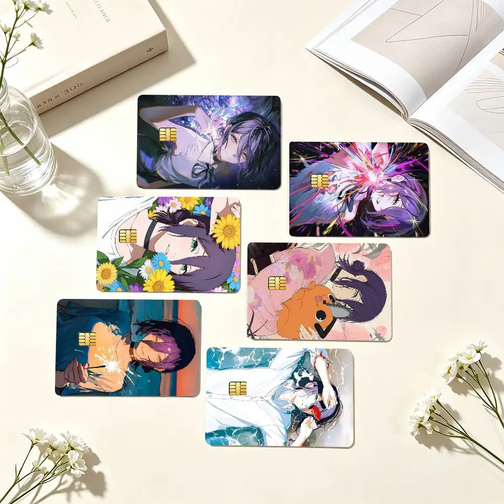 C-Chainsaw Man R-Reze Anime   Credit Card HD Stickers Game Card Decal Small Chip Waterproof Sticker Gift
