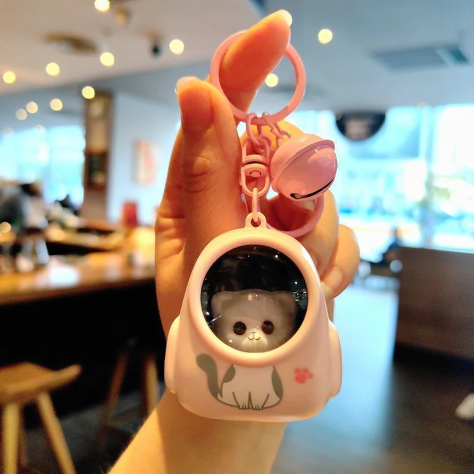 ZAKOL Cute Glowing Night Light Astronaut Cat Schoolbag Keychains