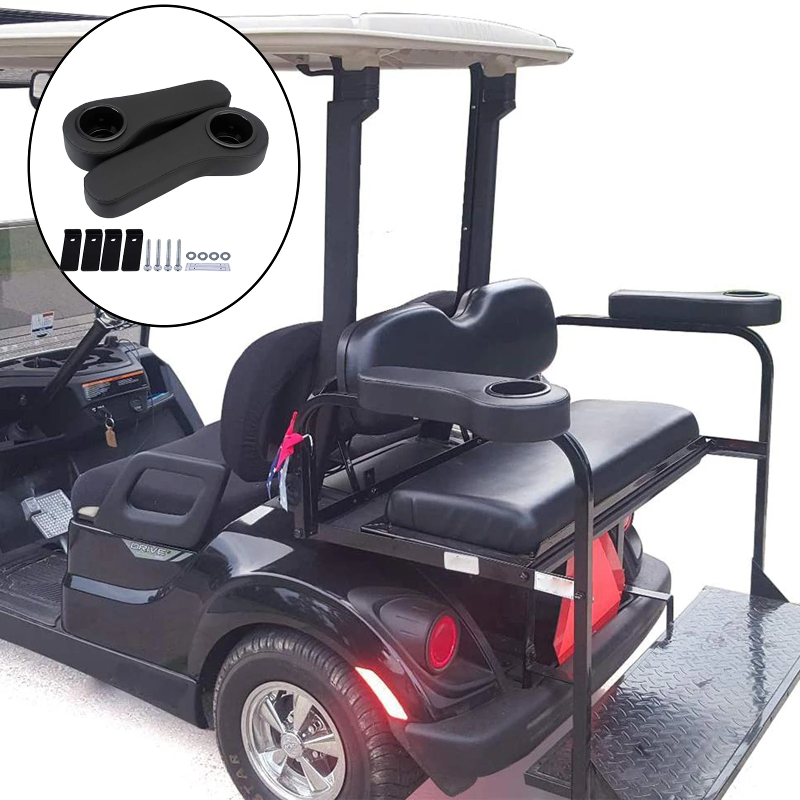 1Pair Golf Cart Rear Seat Armrest Cushion w/Cup Holder for EzGo Club Car