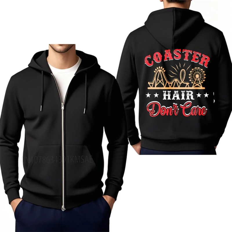 Treino adolescentes primavera hoodie coaster cabelo não care montanha russa design algodão com zíper feminino conforto outono