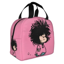 Mafalda With Nightgown Quino Argentina Cartoon Insulated Lunch Bag Thermal Bag Reusable Tote Lunch Box Food Bag School Picnic