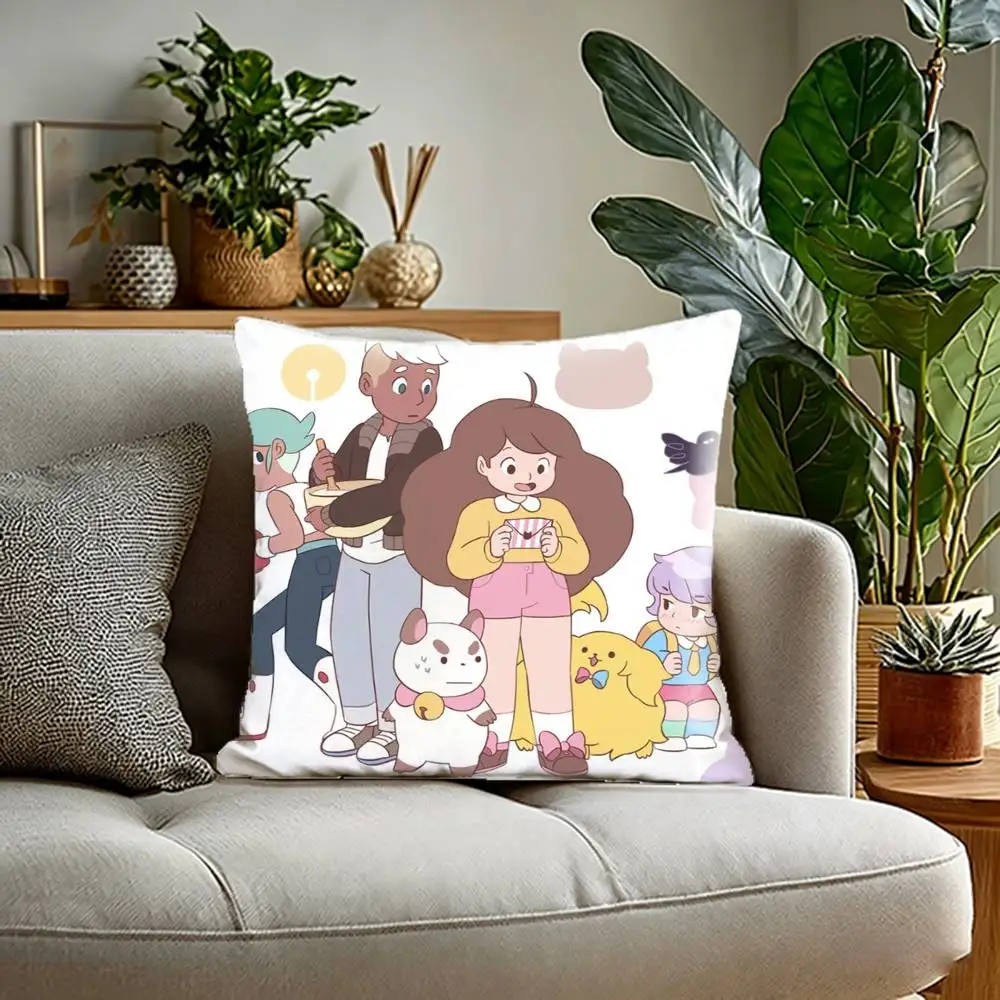 Bee And Puppycat Cartoon Style Badge  Pillow Case Anti-dustmite Pillowcase Invisible zipper silky Sofa cushion cover for bedroom