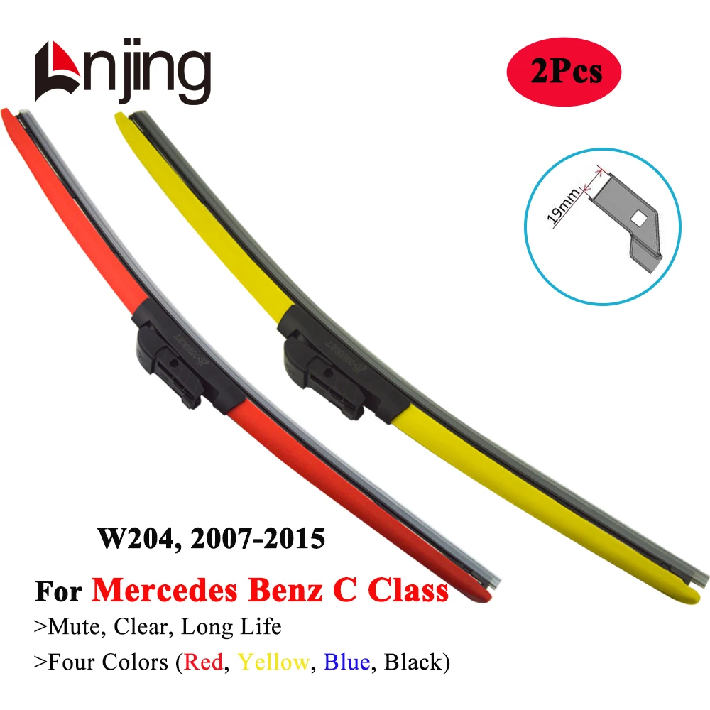 LNJING Colorful Wiper Blades For Mercedes Benz C Class C180 C200 C220 C230 C250 C280 C300 C350 C63 AMG 2007 2010 2012 2013 2014