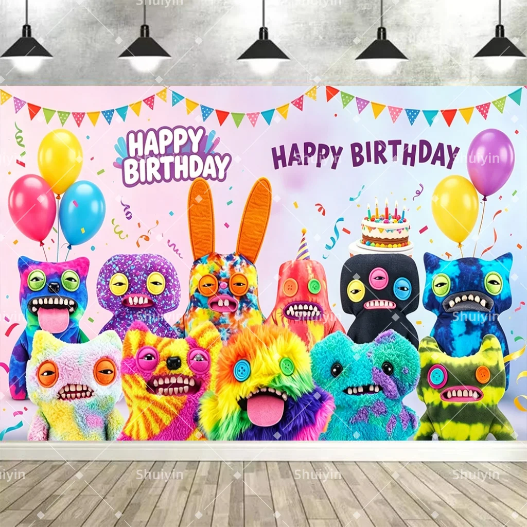 Cartoon Fuggler Themen-Geburtstagsparty-Zubehör Ballons Zähne Hässliches Monster Hintergründe Cupcake-Topper Banner Kinder-Babyparty-Requisiten – Detail 4