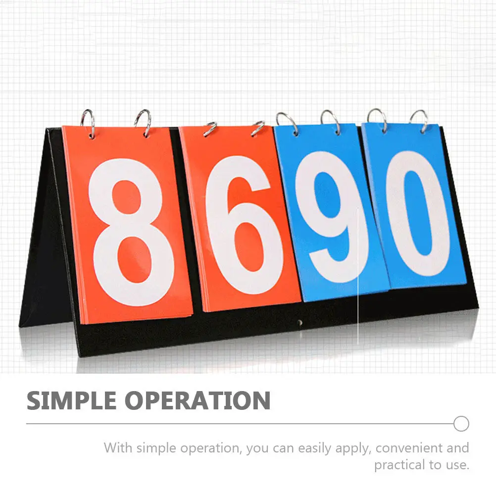4-Digit Professional Scoreboard Convenient Flipper Style Score Keeper Sturdy Flexible Easy Clean Design for Sports Events
