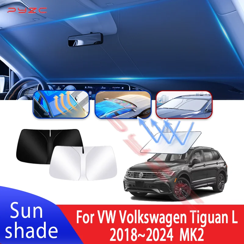 

Car Sun Visor For VW Volkswagen Tiguan L 2018~2024 2022 MK2 Auto Front Windshield Sunshade Heat Insulation Summer Accessories