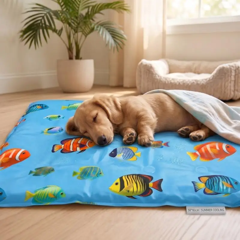 Image of Kühlmatte für Hunde und Katzen, selbstkühlende Gelmatte, Haustier-Eismatte, ungiftig, für den Innenbereich, Sofa, Transportbox, Bett.