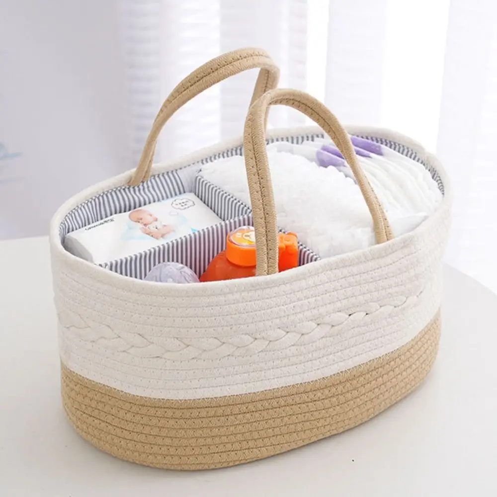 Multifunctional Baby Diaper Storage Basket Portable Cotton Travel Out Tote Bag Mommy Bag Nappy Bag Rope Diaper Bag Outdoor