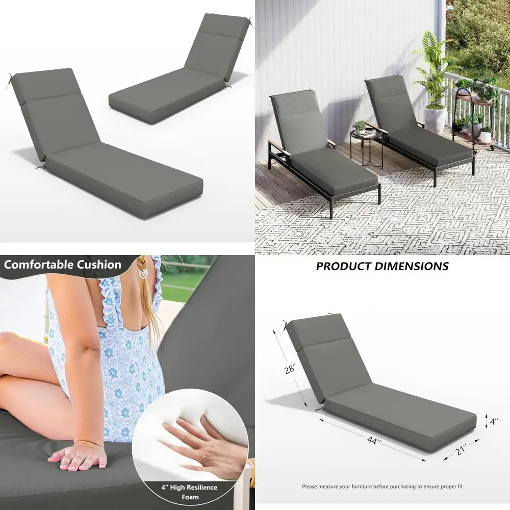 

Outdoor Chaise Lounge Cushions, 72 L x 21 W x 4 D, High-Density Foam, Water-Resistant and Fade-Resistant for Durable Comfort