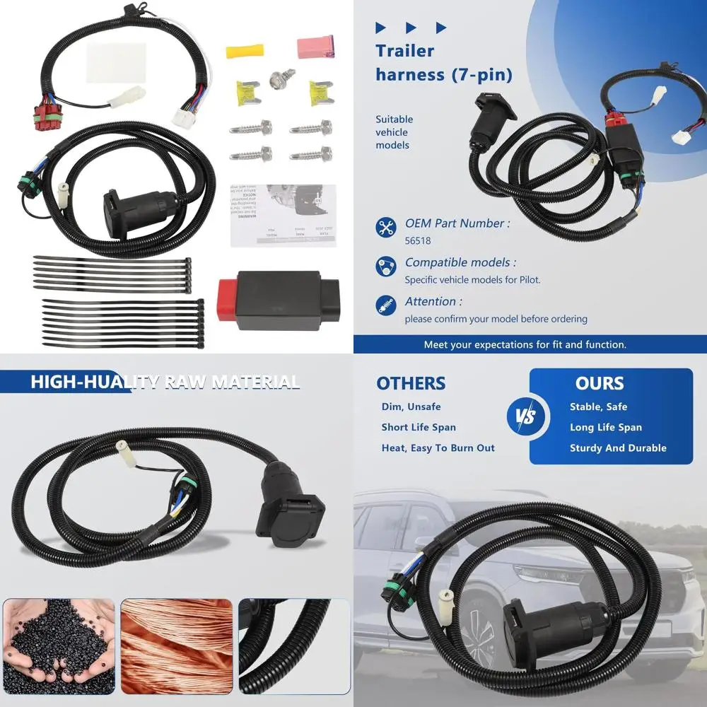 

7-контактный жгут проводов прицепа с лезвием для автофургона 56518, подходит для Honda Pilot 2023-2025, специальный, 7-контактный выход лезвия для автофургона, индивидуальный провод
