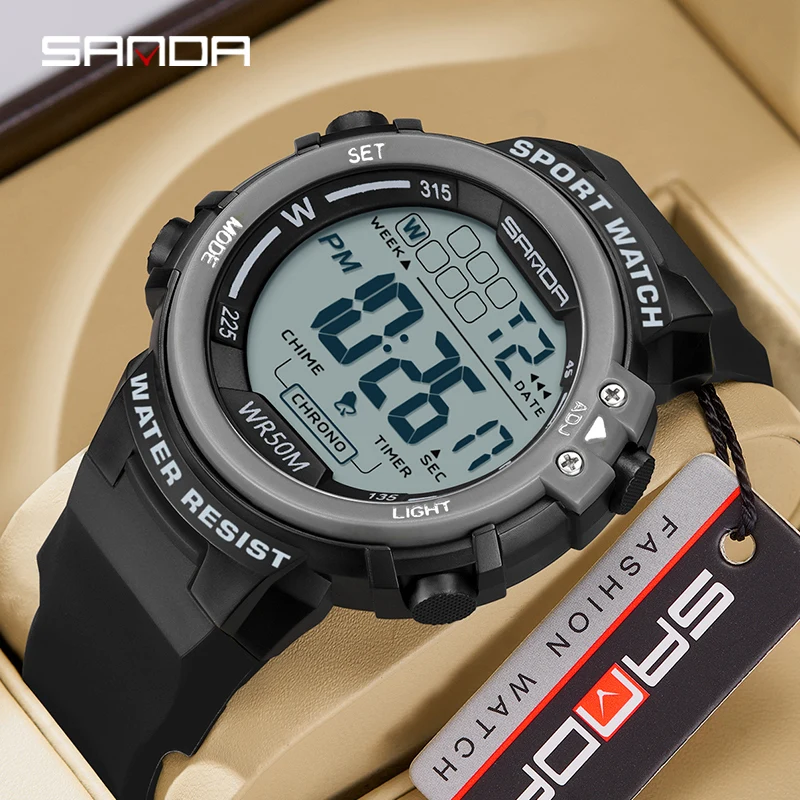 

Sanda 2140 Hot selling Electronic Watch Waterproof Multi functional Youth Fashion Trend Nightlight Men's Watch