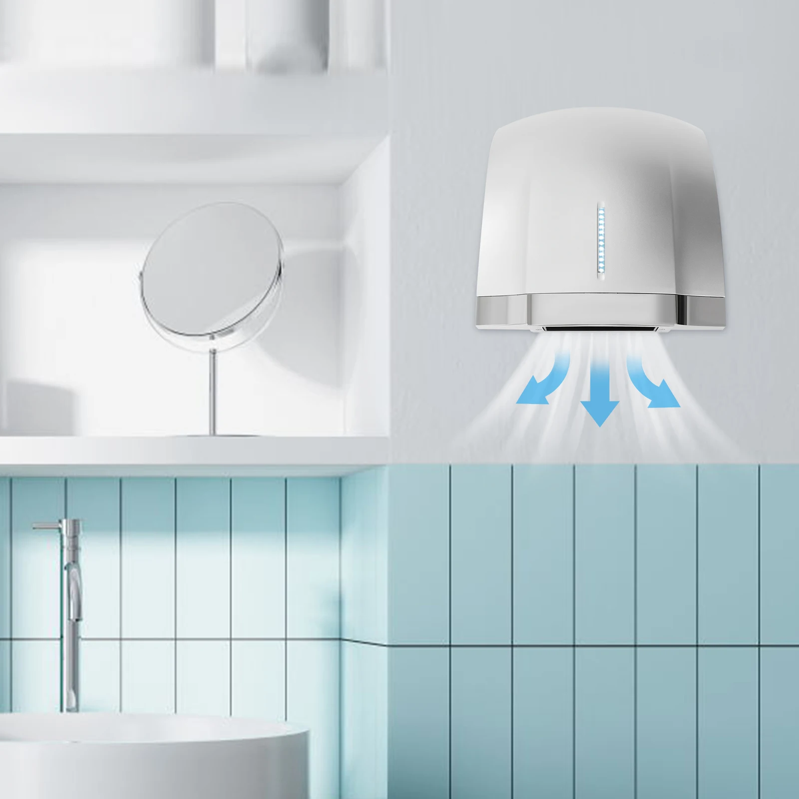 مجفف يدوي تجاري بقدرة 1800 وات بالهواء الساخن والبارد، مجفف يد كهربائي أوتوماتيكي مع مستشعر الأشعة تحت الحمراء للحمام، تجفيف سريع 12 ثانية #4