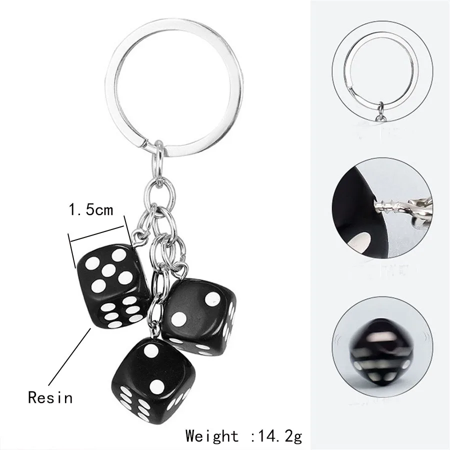 Creative Dice Keychain Unisex 5 Colors Available Car Backpack Charm Pendant Decoration Metal Holder Pendent Keyring wholesale
