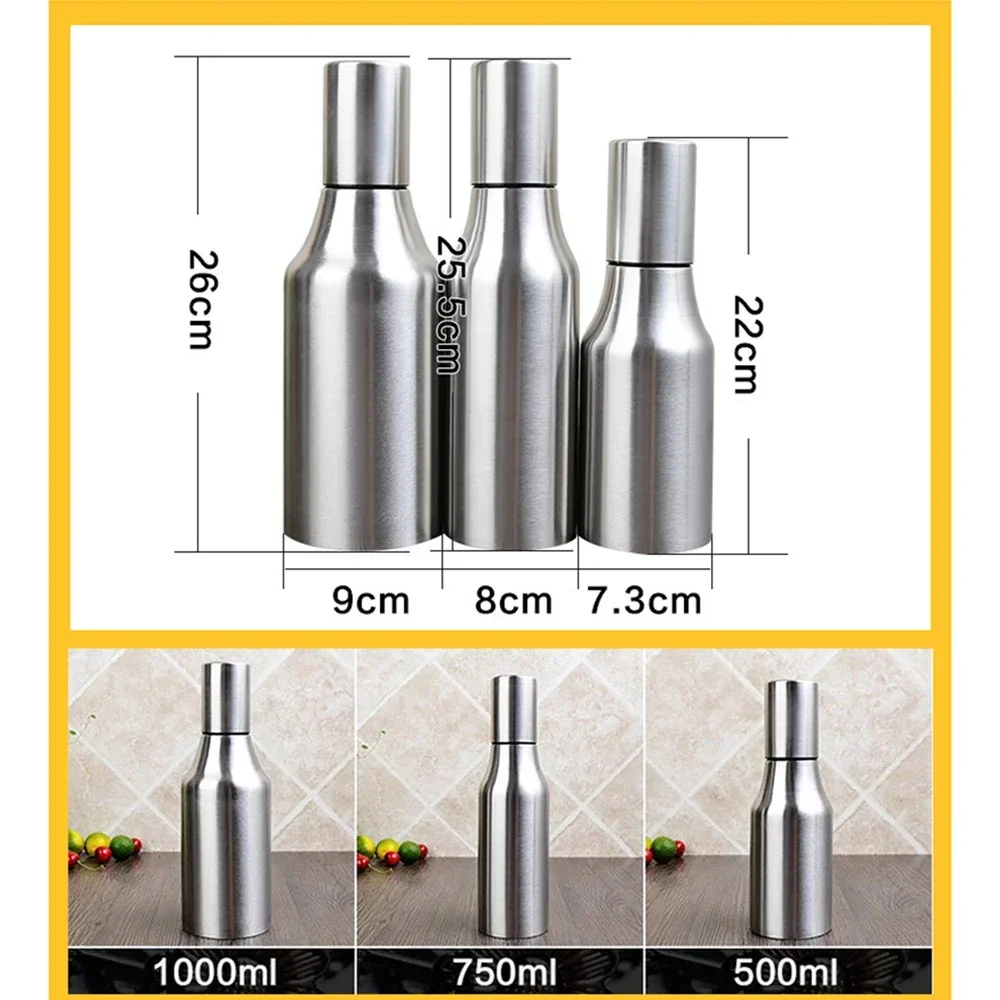 1pcs for Kitchen Stainless Steel Olive Oil Dispenser Leakproof Bottle Spout Can Measure Insect-proof And Dust-proof