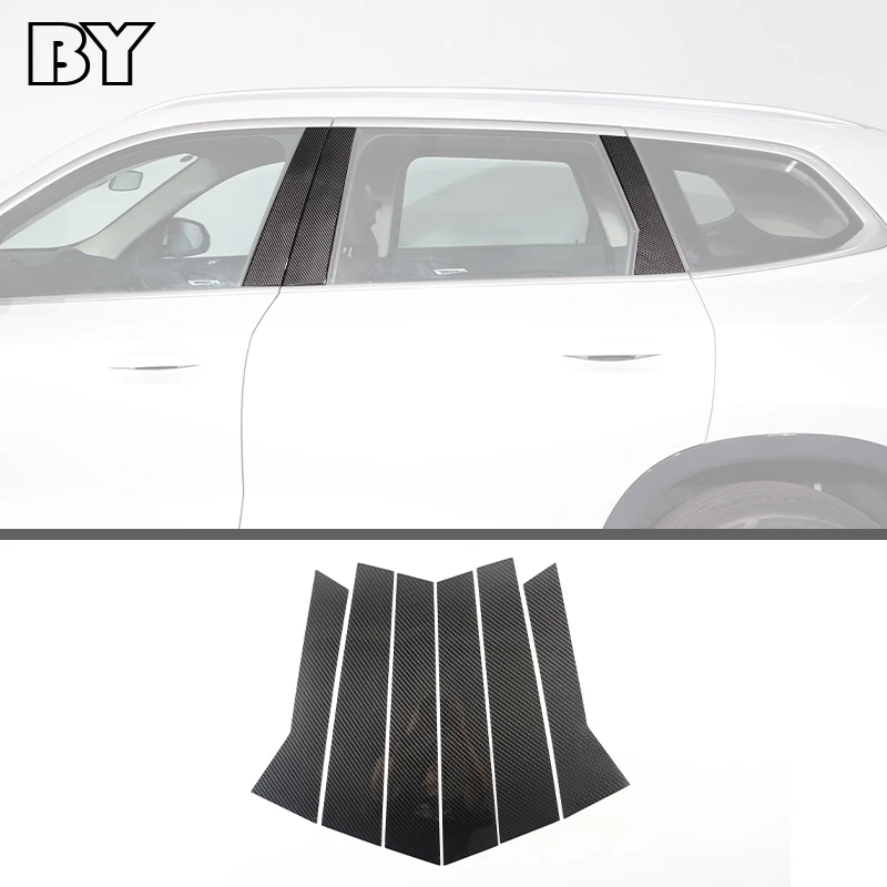 Car Window Pillar Posts Cover Trim For BMW X1 U11 2023 2024 Center BC Column Stickers Carbon Fiber Accessories