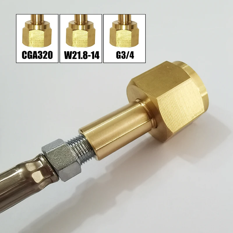 Adaptador de repuesto para tanque de cilindro de Co2, conexión de aire de Soda (tipo de rosca TR21-4), Kit de manómetro de manguera, conector W21.8-14 G3/4 CGA320