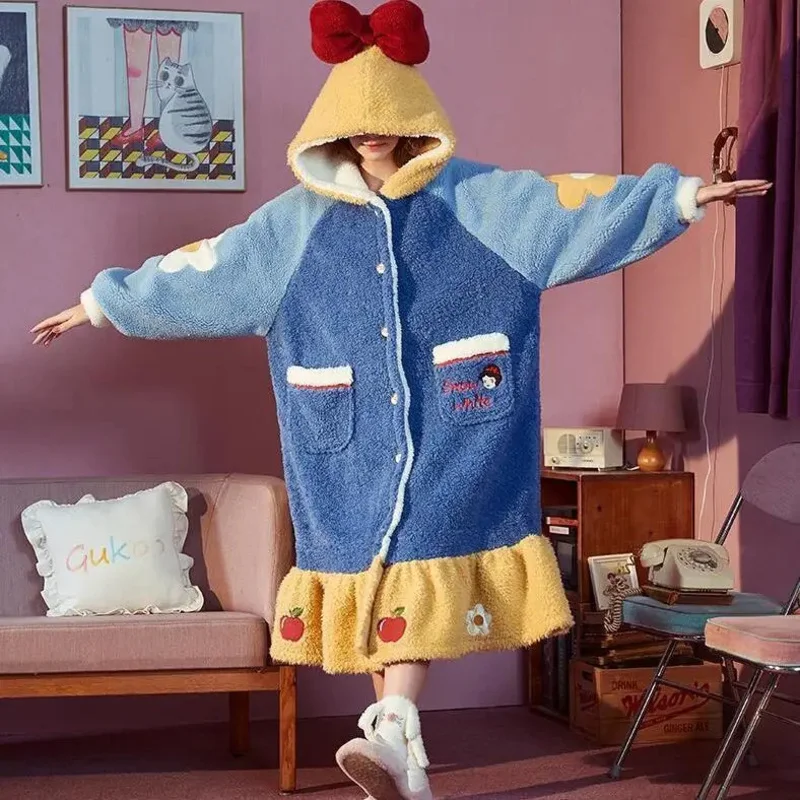 EE01 مينيسو الكبار سنو وايت تأثيري حلي الجلباب Kigurumi نيسيي أنيمي ثوب النوم هالوين الكرتون منامة و 0Ww