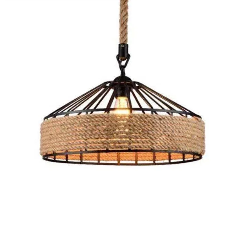 

American Country Hemp Rope Chandelier Retro Industrial Style Personality Creative Restaurant Net Cafe Bar Table Lmp