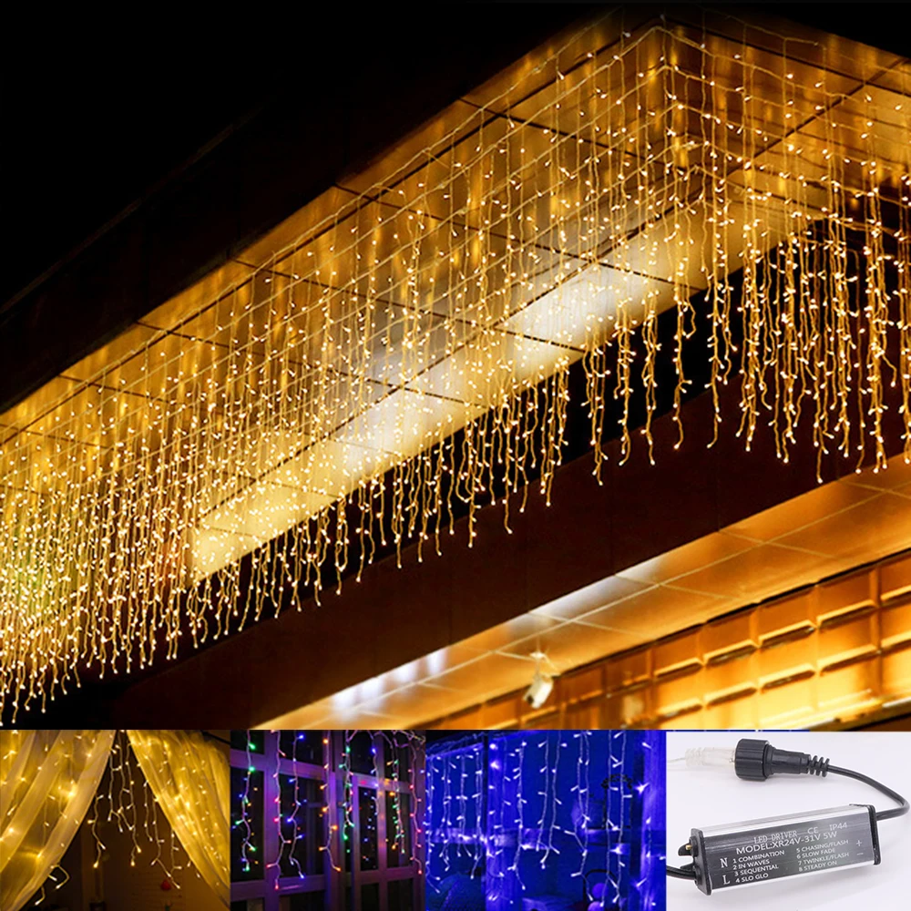 

3X1/3X2/3x3 Led String Curtain Light 8 Modes Fairy Lights Wateproof For Outrdoor Garden Home Christmas Holiday Light Decoration