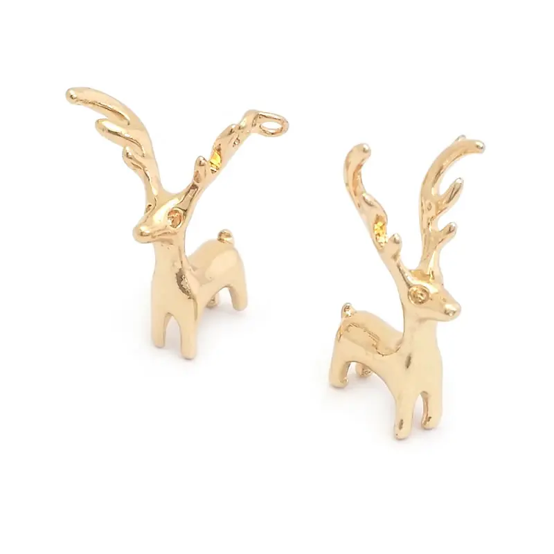 24K Gold Color Brass Giraffe Deer Charms Pendants Jewelry Making Supplies Diy Necklaces Earrings Bracelets Findings Accessories