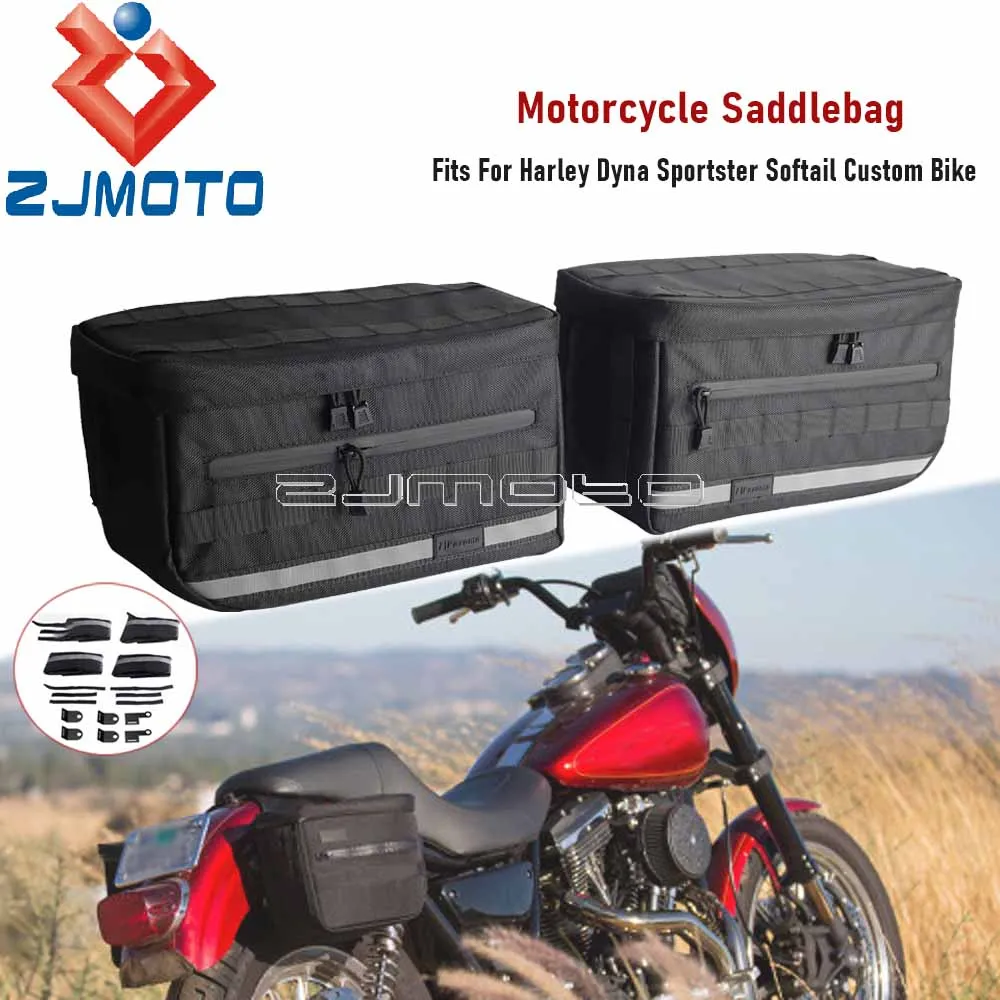 Motorcycle Rear Saddlebag Travel Storage Tank Luggage Bags Saddle Side Case Universal For Harley Softail Sportster Dyna Glide