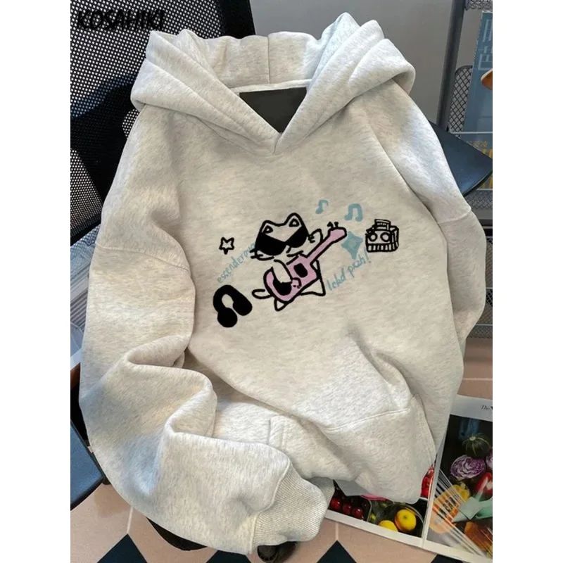 2024 Spring Oversized Casual Y2k Aesthetic Hoodies Cartoon Kawaii Letter Print Sweatshirts Harajuku Grunge Vintage Hoody Women