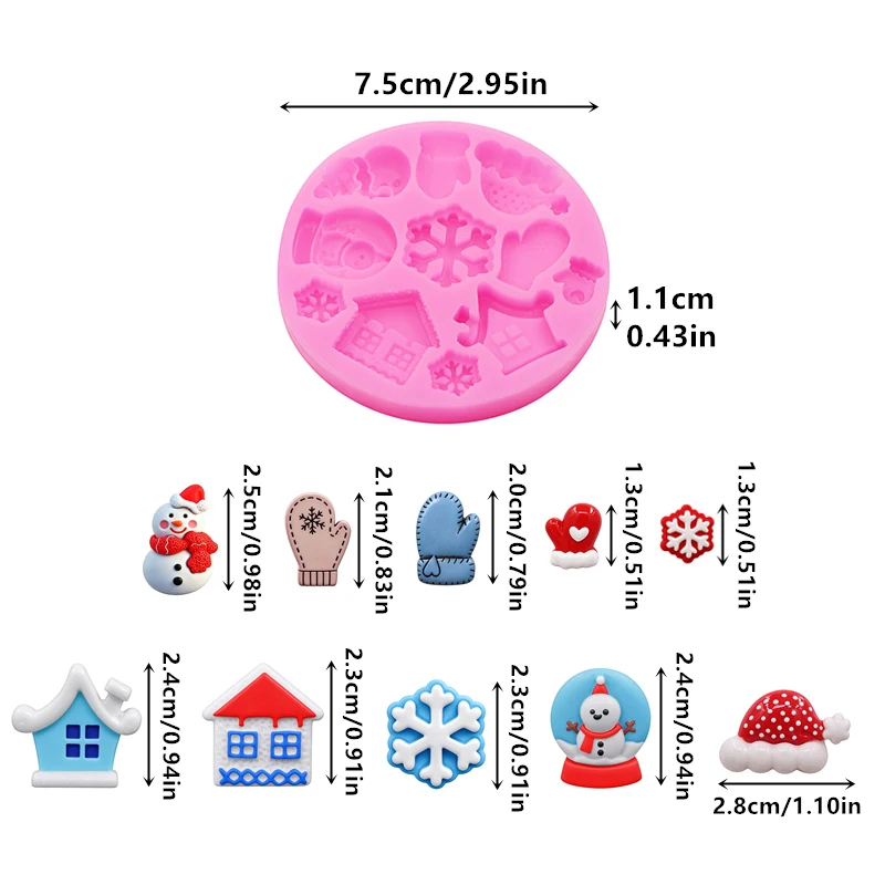 Christmas Series Silicone Mold DIY Resin Accessories Drip Resin Molds for Chocolate Dessert Decorations Snowman Snow House