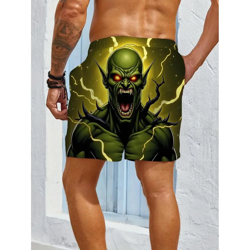 1pcs Men's Short swim trunks2026 Summer 3D Printed Short sleeve Quick drying cargo pants man running Polyester Breathable