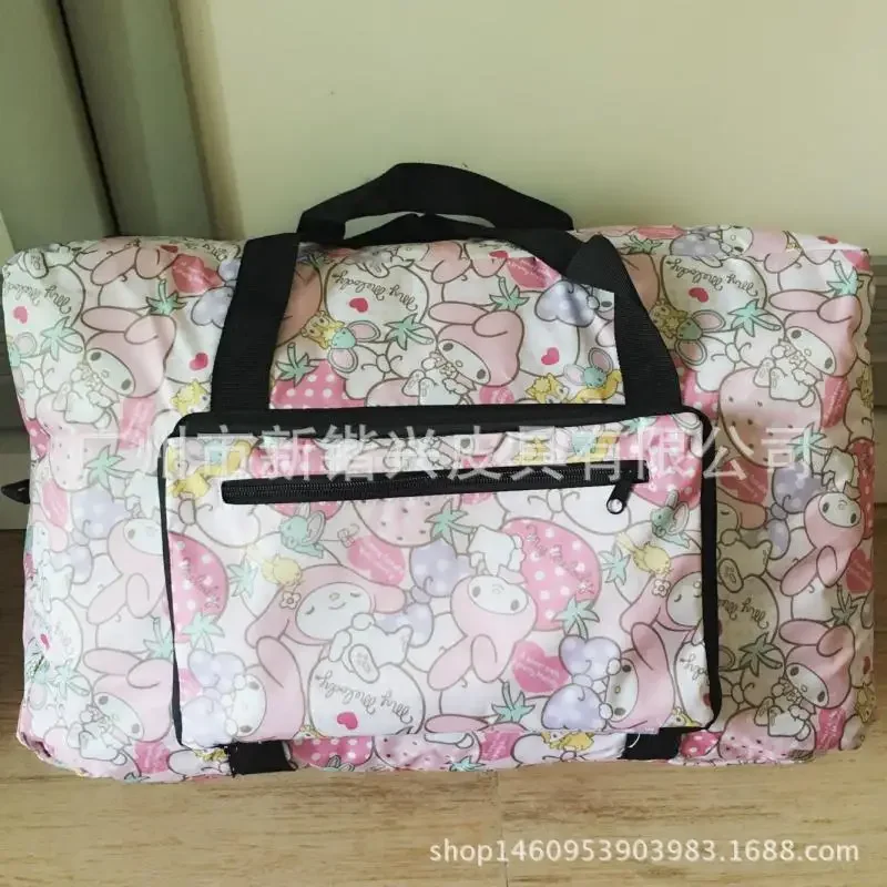 

Дорожная сумка My Melody Cinnamoroll Kuromi Hello Kitty, водонепроницаемая, с аниме-принтом, портативная, складная, можно прикрепить к чемодану на колесиках.