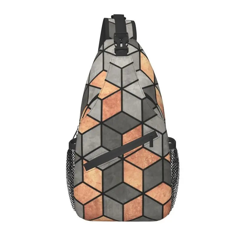 

Concrete And Copper Cubes Geometry Sling Bag Men Cool Abstract Geometric Shoulder Crossbody Chest Backpack Travel Hiking Daypack