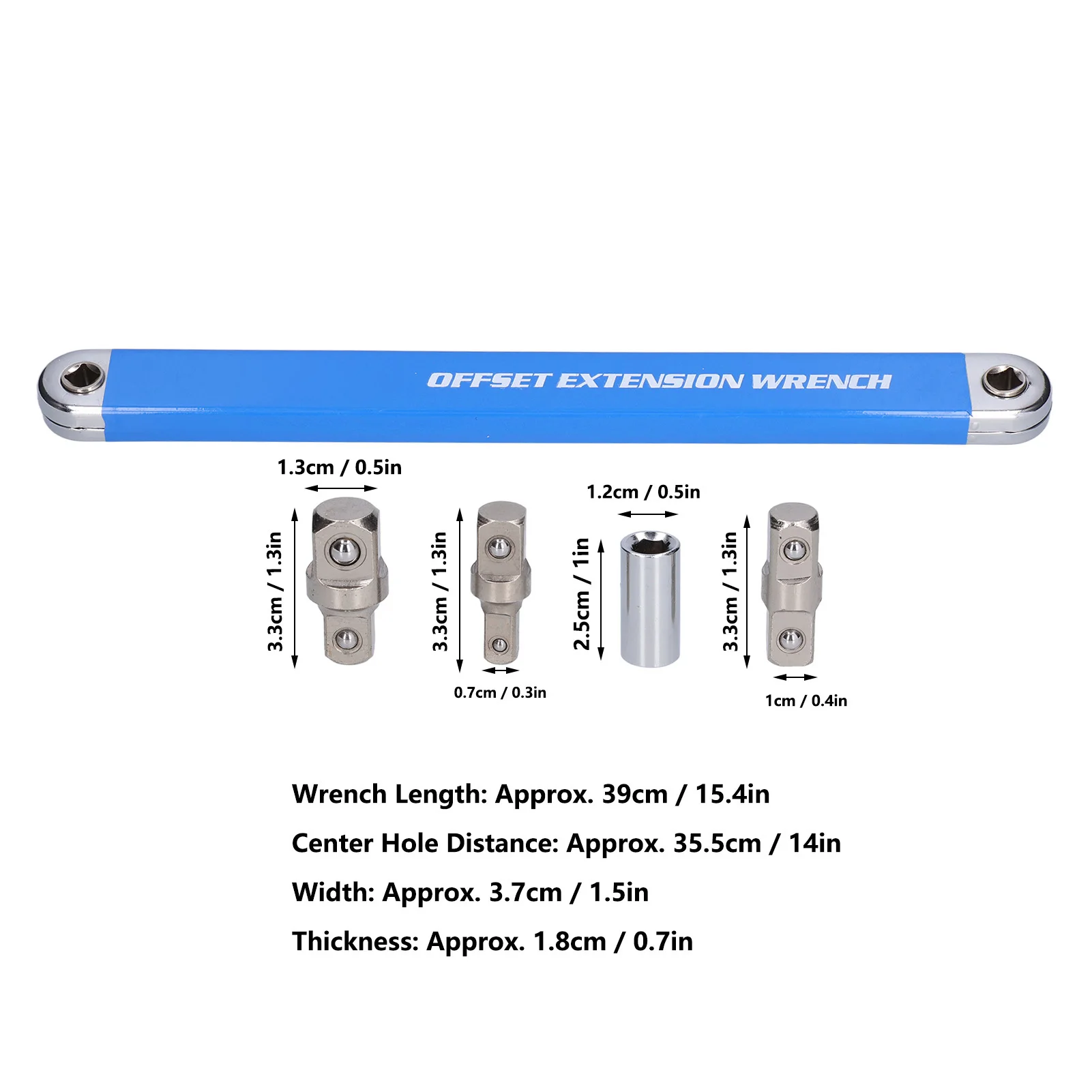 Extension Wrench Set High Carbon Steel Offset Ratchet Spanner Extender with Adapters Socket Ratchet Wrench Extender