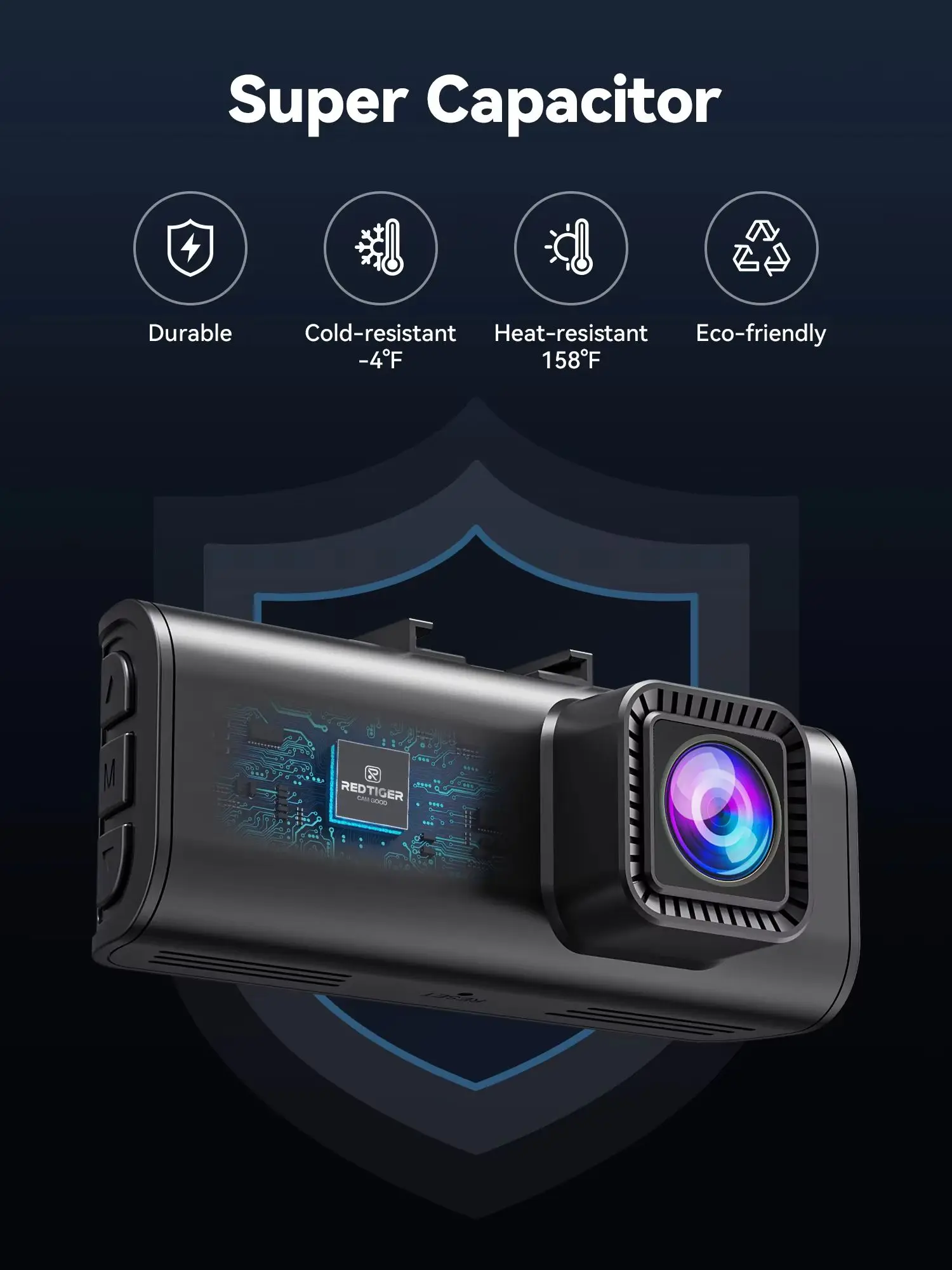 REDTIGER F7NP-EX 4K+1080P Dashcam mit eingebautem 5,8GHz WLAN und GPS, Nachtsicht-Rekorder, App-Steuerung, 24-Stunden-Parküberwachung