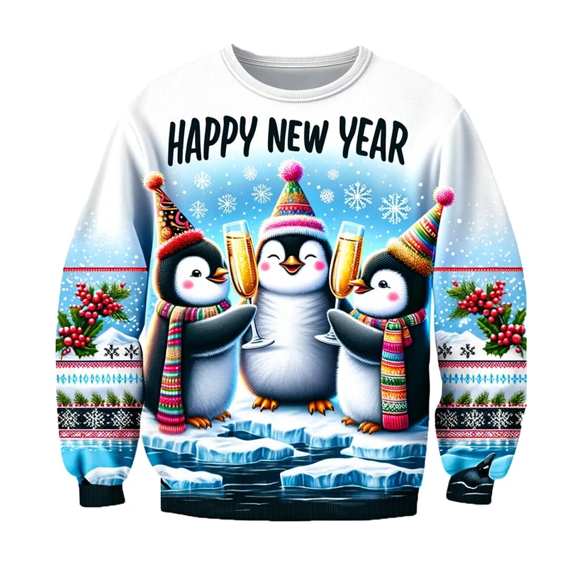 2023 Frohes Neues Jahr Grafik-Sweatshirts Frohe Weihnachten Hässlicher Pullover für Männer Kleidung Weihnachten Lustige Geschenke Pullover Unisex-Pullover