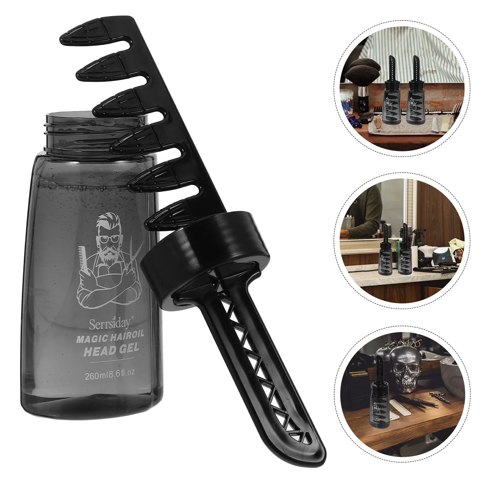 

3 Pcs Hair Gel Spray Comb Styling Empty Bottle with Adhesive Pomade 2200X630X630CM Applicator Men Wax Black Refillable Man