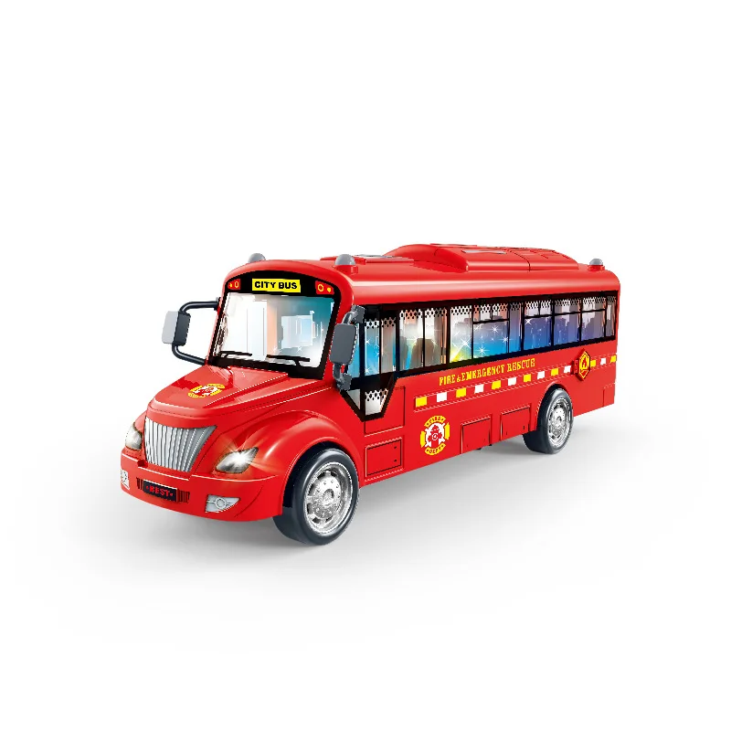 Bus Model Auto Licht En Geluid Voor Kinderen Speelgoed Kinderen Speelgoedauto 'S Miniatuur Spel Traagheid Wiel Jongens Verjaardagscadeau B200