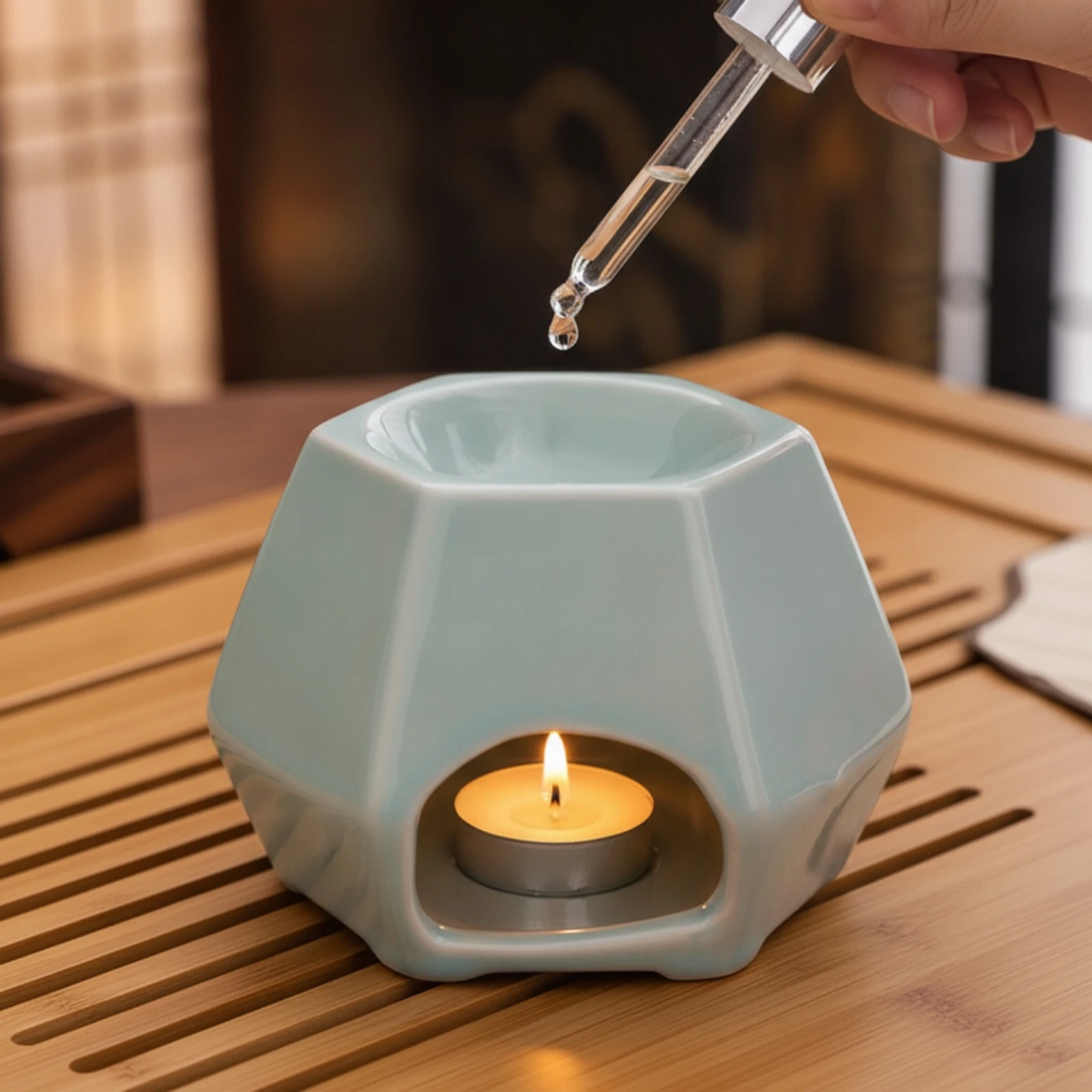 Tabletop Burner with Tealight Holder Decorative Tea Warmer Tea Leaf Warmer Elegant Ceramic Minimalist for Home, Desk