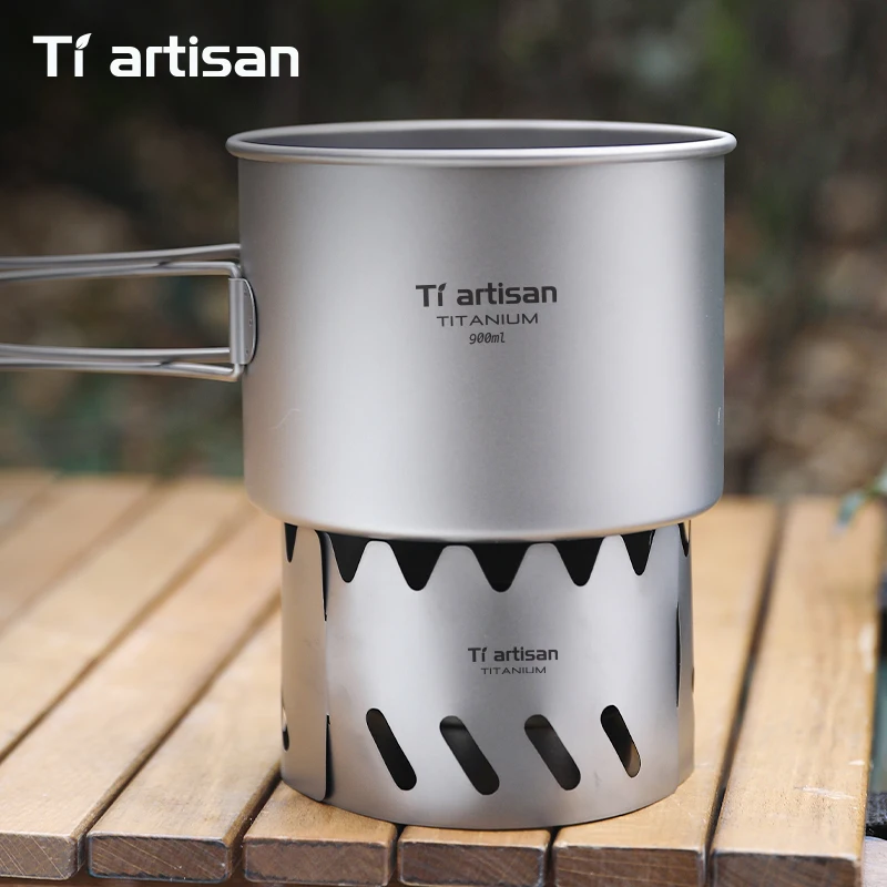 Tiartisan Titanium Wind Shield for Mini Alcohol Stove Outdoor Backpack Quick-Fold Portable Stove Windscreen With Storage Pouch view 3