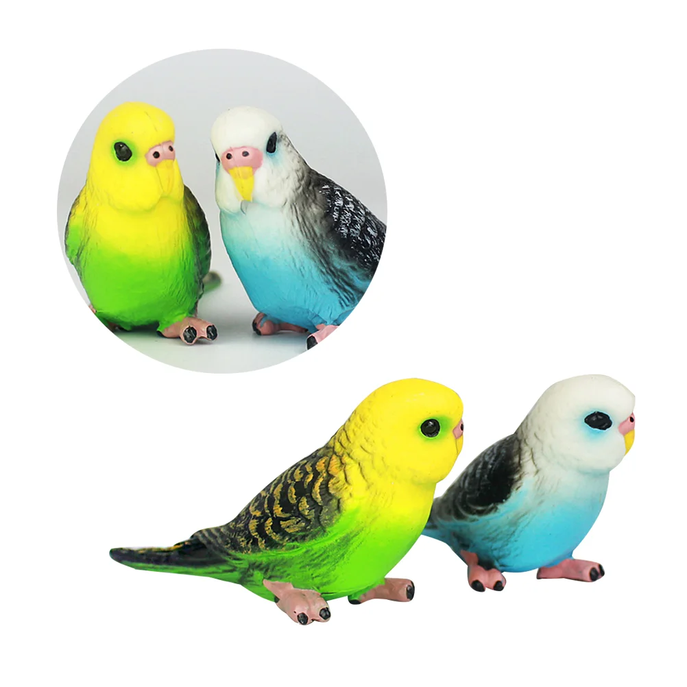 

2 Pcs Children’s Toys Simulation Bird Model Small Parrot The Kids Ornament Mini Figure