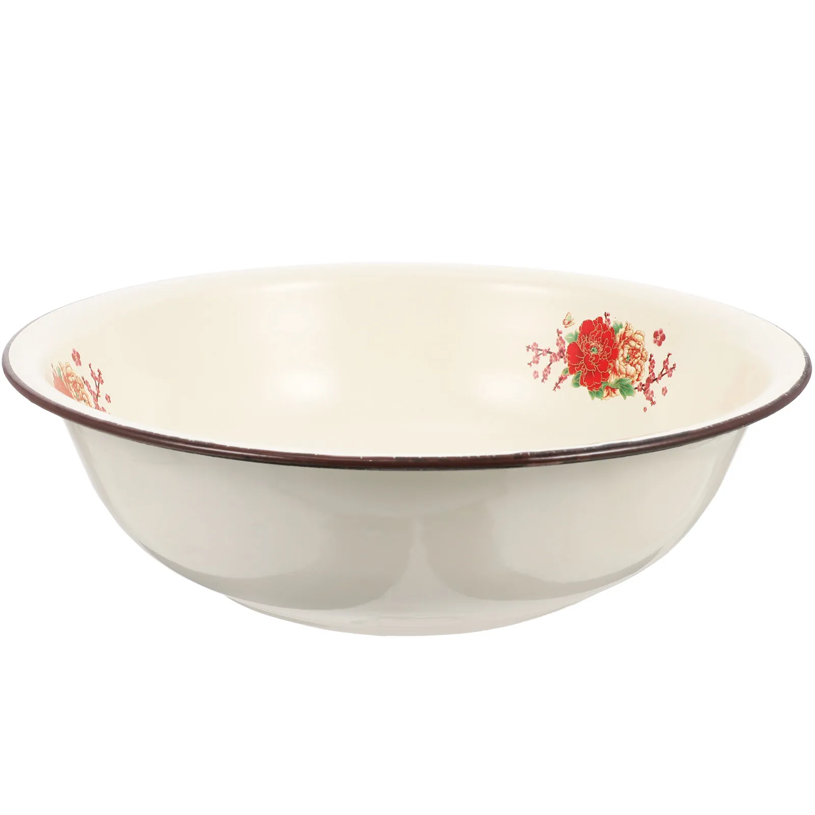 

1Pcs Enamel Basin Retro Thickened Anti-Rust Face Washing Basin Large Capacity Multifunctional Kitchen Mixing Bowl Vintage