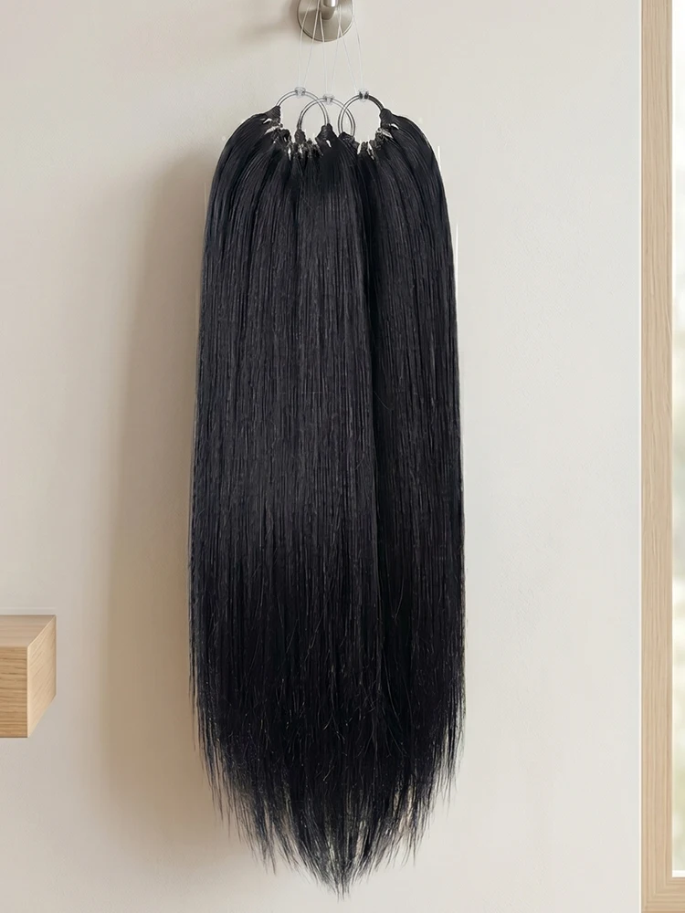 Smilegirl Extensions de cheveux humains Yaki lisses à crocheter, 26-28 pouces, pré-séparées, nœuds miracle, invisibles, pour tresses bohèmes, lots de mèches