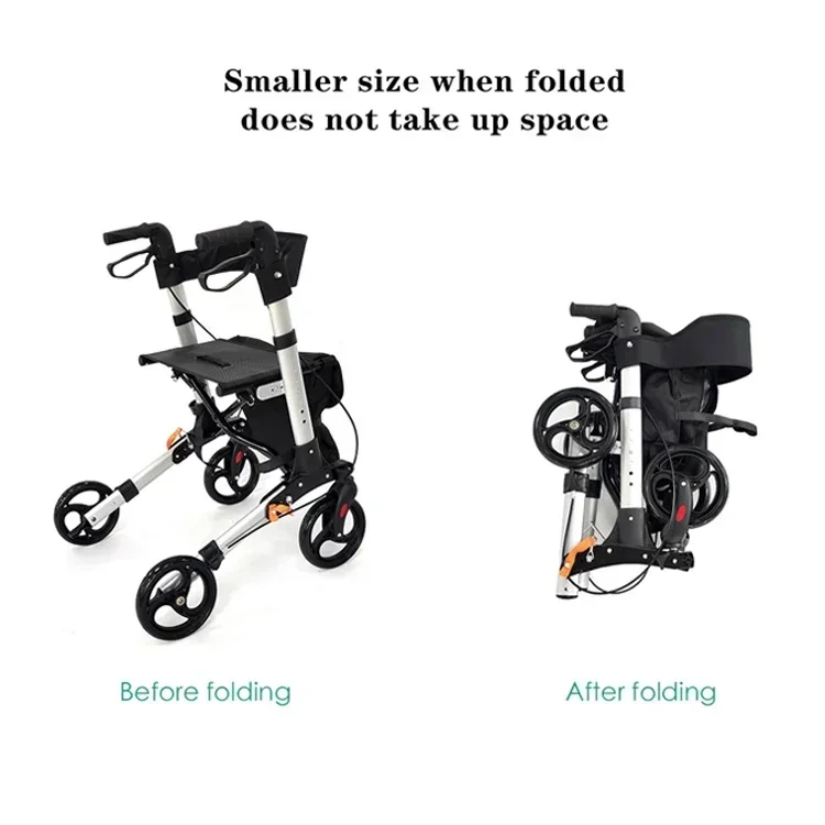 new foldable outdoor lightweight aluminium old people adults elderly walking folding upright walker rollator