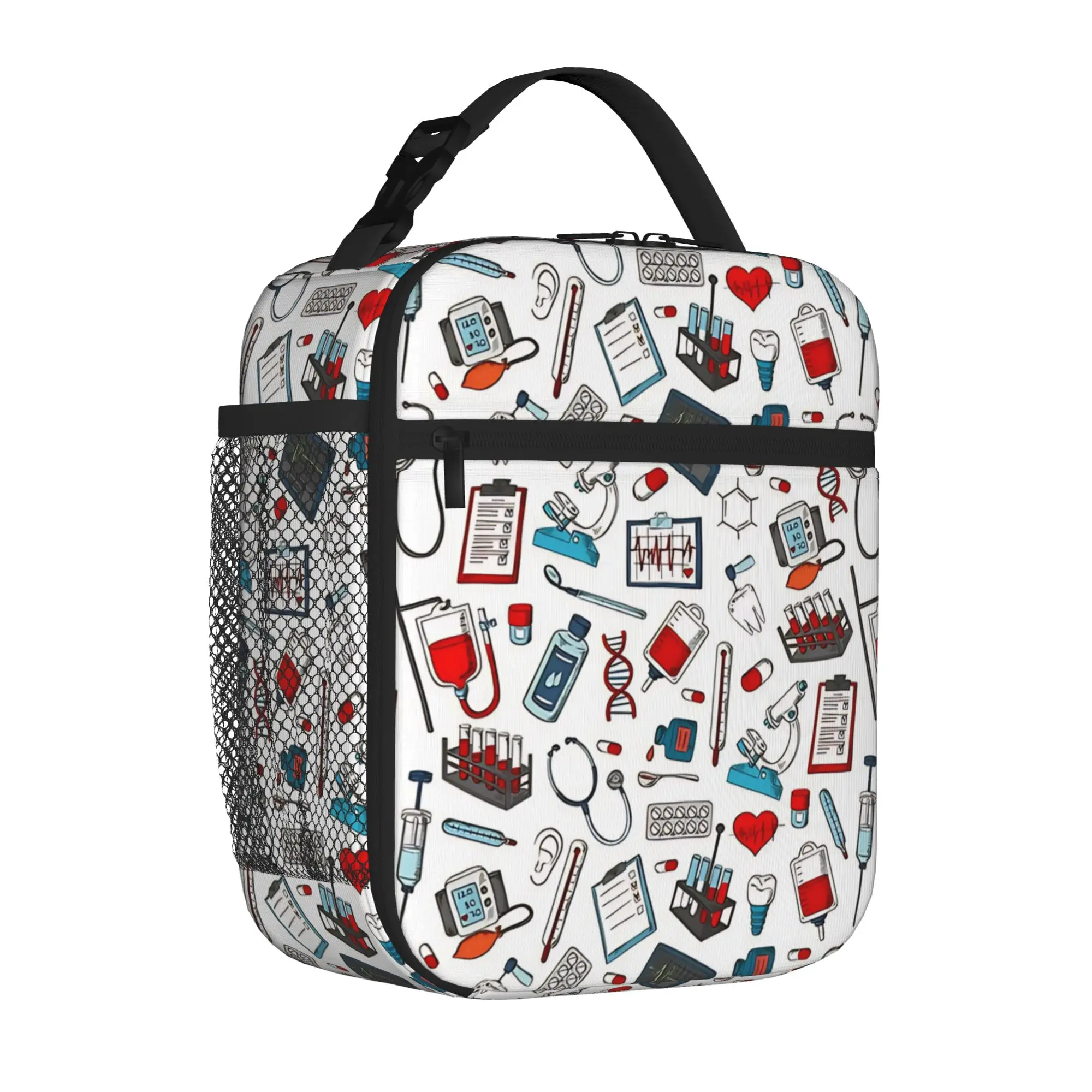 1 Piece Zipper Closure Nurse Tools Storage Bag Pocket Medical School Lunch Food Box Reusable For Lunch Food Bag