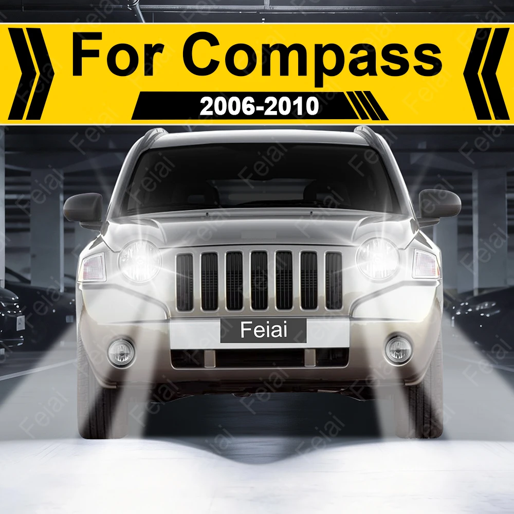 LED Headlight Light Bulb For Jeep Compass Accessories Compass Headlights LED Car Headlamp 2006 2007 2008 2009 2010 Hi-Lo Beam